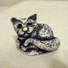 Bekka curled cat figurine volcanic ash handmade vintage cm1287
