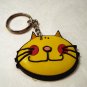 Comic cat face rubber key chain yellow unused cm1294