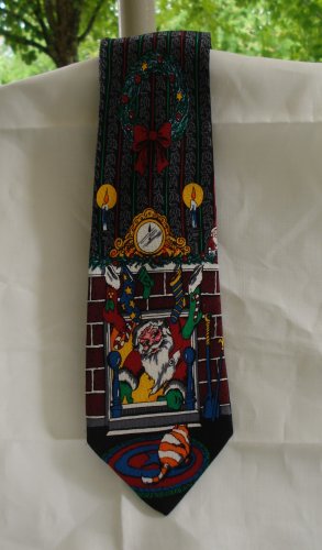 Addiction silk Christmas necktie Cat greets Santa perfect vintage cm1318
