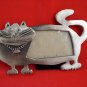 Polished steel Cheshire cat picture frame with fish necklace vintage cm1329