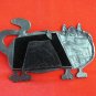 Polished steel Cheshire cat picture frame with fish necklace vintage cm1329