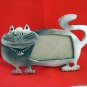 Polished steel Cheshire cat picture frame with fish necklace vintage cm1329