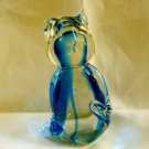 Lead crystal glass cat figurine Solvang California blue as new vintage cm1331