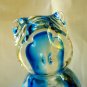 Lead crystal glass cat figurine Solvang California blue as new vintage cm1331