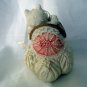 White cat with evening bag composite figurine or ornament small vintage cm1339