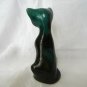 Green glazed red ceramic standing cat figurine excellent vintage cm1340