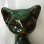 Green glazed red ceramic standing cat figurine excellent vintage cm1340