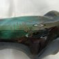 Green glazed red ceramic standing cat figurine excellent vintage cm1340
