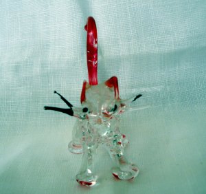 Blown glass mini cat figurine cold painted vintage cm1342