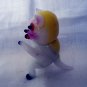 Blown glass feisty cat figurine tiny white perfect vintage cm1355