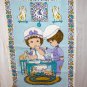 Good friends too many cooks Ulster linen towel with cats and dogs excellent vintage cm1363