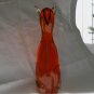 Orange solid lead crystal glass standing cat figurine vintage cm1367