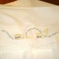 Embroidered crib or pram sheet with kittens crocheted lace handmade vintage cm1389