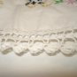 Embroidered crib or pram sheet with kittens crocheted lace handmade vintage cm1389