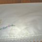 Embroidered crib or pram sheet with kittens crocheted lace handmade vintage cm1389