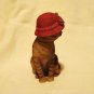 Red hat cat figurine demure tabby composite material vintage cm1396