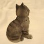 Smoky gray cat figurine ceramic tabby longhair bisque vintage cm1403