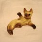 Small Siamese cat figurine ceramic batting pose Japan vintage cm1407