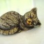 Tabby cat family figurines mom 2 kittens ceramicJapan vintage cm1406