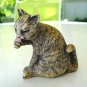 Tabby cat family figurines mom 2 kittens ceramicJapan vintage cm1406
