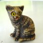 Tabby cat family figurines mom 2 kittens ceramicJapan vintage cm1406
