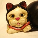 Black and white tuxedo cat ceramic figurine matte finish vintage excellent cm1410
