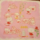Hello Kitty pink cotton hanky with bird rose houses preowned cm1416