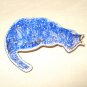 Blue enamel on copper cat pin brooch perfect vintage wear 3 ways cm1437