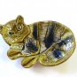 USA green cat ashtray, spoon rest soap candy dish vintage cm1456
