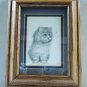 Long haired kitten with spider print V Miller oak frame Persian cm1455