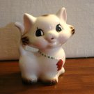 Ceramic cat kitten still bank fish necklace stopper intact vintage cm1460