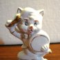 Chinese porcelain cat kitten beating drum gold embellishment vintage cm1461