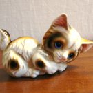 Adorable calico kitten figurine playful pose ceramic cold painted Japan vintage cm1462