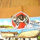 Isle of Man souvenir tea towel with Manx cat unused vintage cotton cm1465