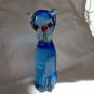 Blue lead crystal glass cat figurine red features as new vintage cm1473