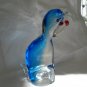 Blue lead crystal glass cat figurine red features as new vintage cm1473