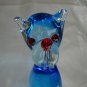 Blue lead crystal glass cat figurine red features as new vintage cm1473