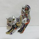 Hep cat pewter and enamel pin brooch stars hearts vintage cm1474