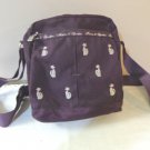 Fonno & Sportsac plum shoulder bag embroidered with cats both sides cat zipper pulls vintage cm1478