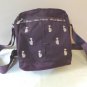 Fonno & Sportsac plum shoulder bag embroidered with cats both sides cat zipper pulls vintage cm1478