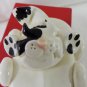 Black on white cat in convertible ceramic figurine handmade vintage cm1480