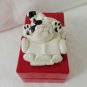 Black on white cat in convertible ceramic figurine handmade vintage cm1480