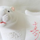 White bisque ceramic cat modern stylization figurine vintage cm1481