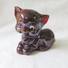 Brownware red clay kitten figurine cold paint Japan vintage cm1487