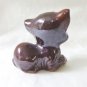 Brownware red clay kitten figurine cold paint Japan vintage cm1487