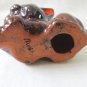 Brownware red clay kitten figurine cold paint Japan vintage cm1487