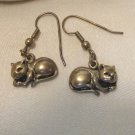 Sleeping cats pierced earrings pewter earwires excellent vintage cm1495