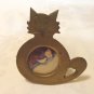 Handmade cat picture frame primitive brass round opening vintage humorous cm1497
