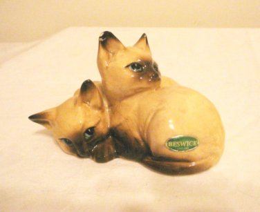 Beswick England Siamese kittens ceramic figurine 1296 vintage cm1280