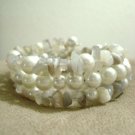 Handmade Wrap Bracelet with White Glass Pearls and Genuine Howlite beads